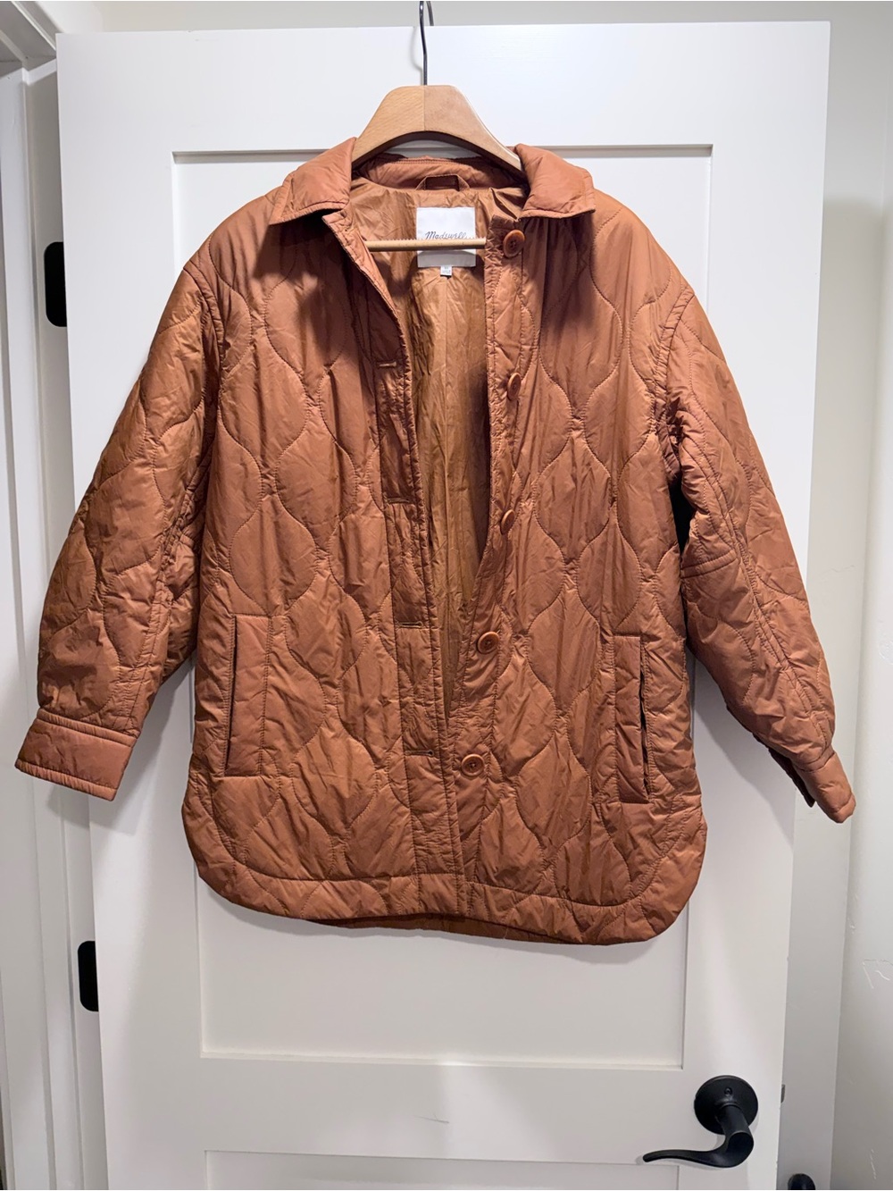 Madewell Quilted Puffer Jacket in Rust Brown